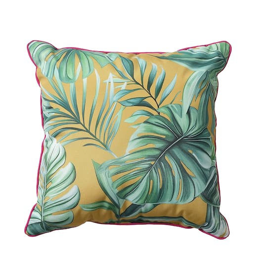 18" Yellow Monstera Leaf Outdoor Throw Pillow by Ashland®